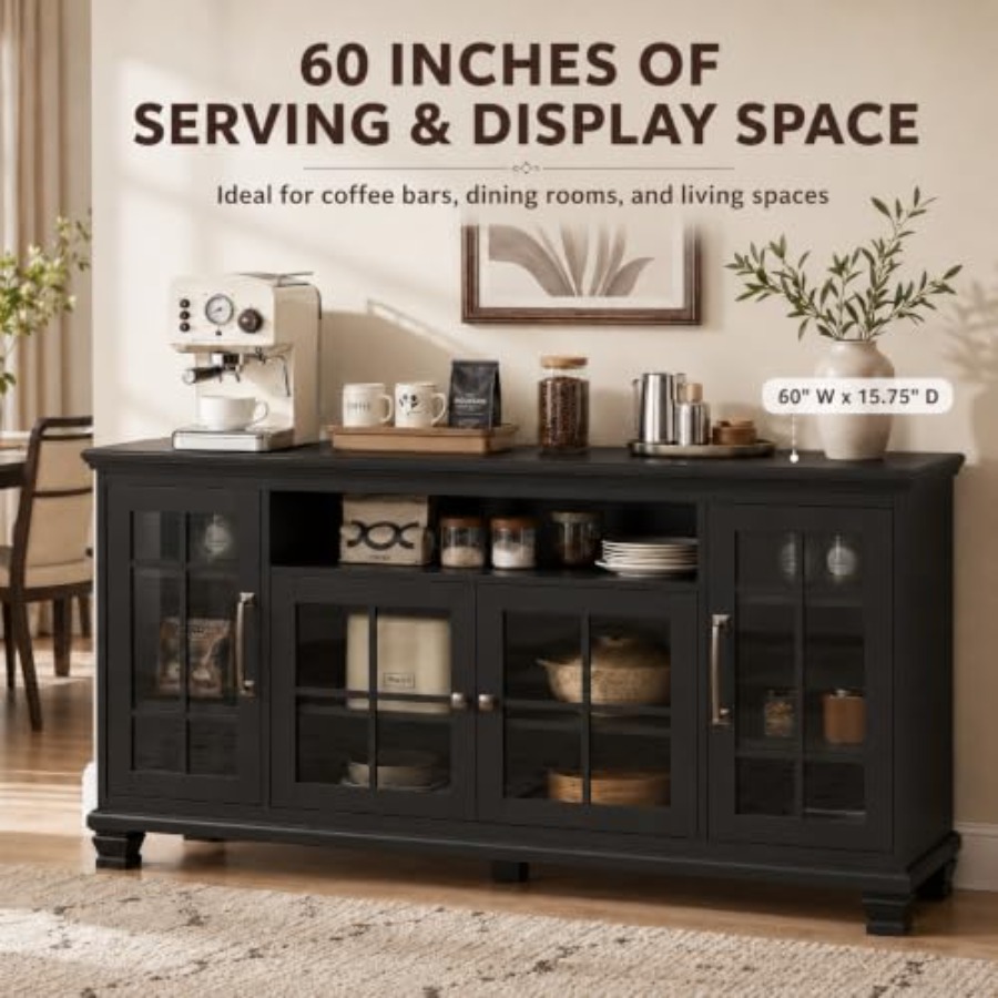 60-inch sideboard buffet met g - Glass Door Hinge recensie en prijs